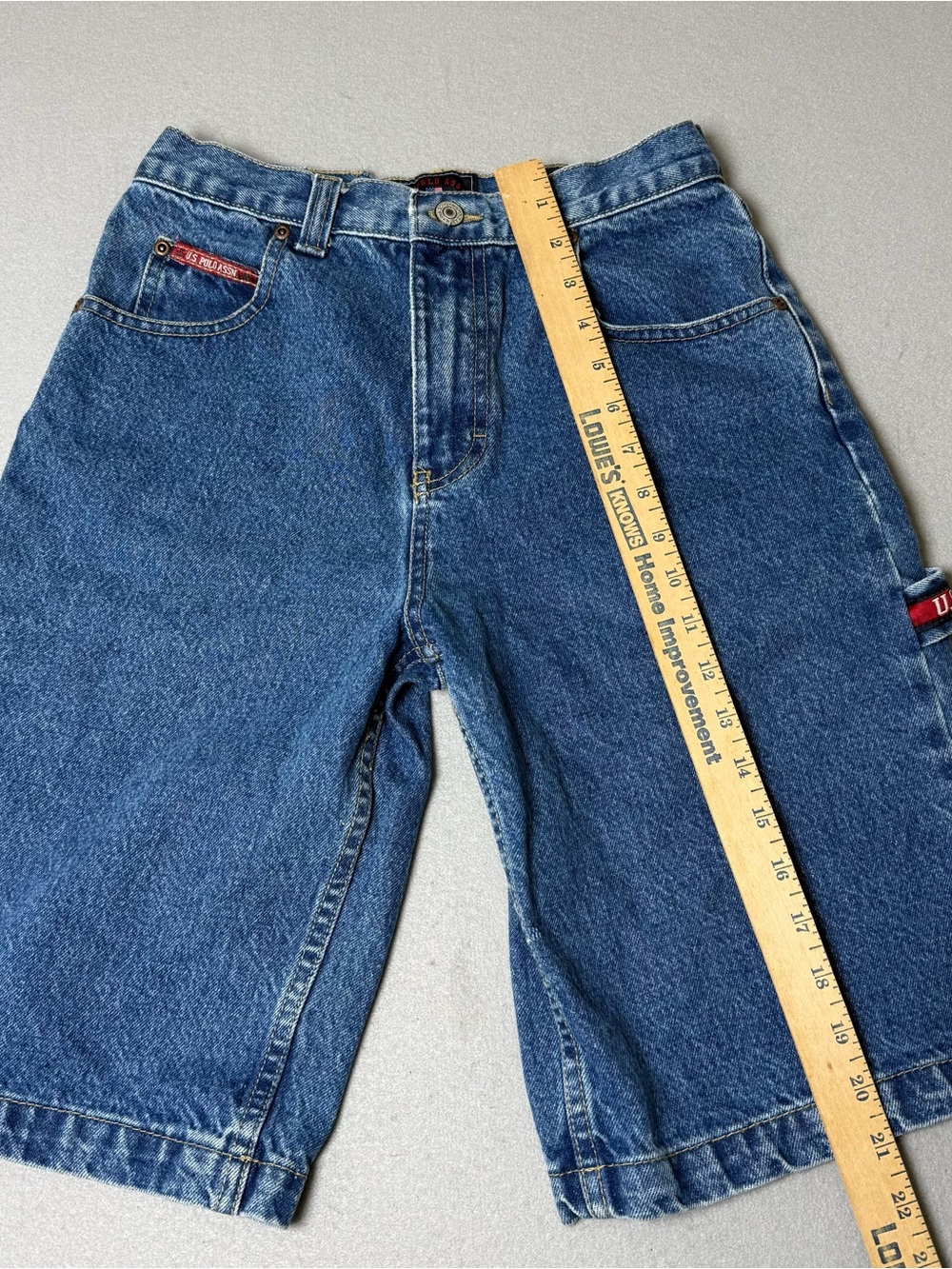 US Polo Assn Jeans Co Mens Blue Denim Carpenter Shorts Size 14 Medium Wash Y2K - Picture 8 of 10